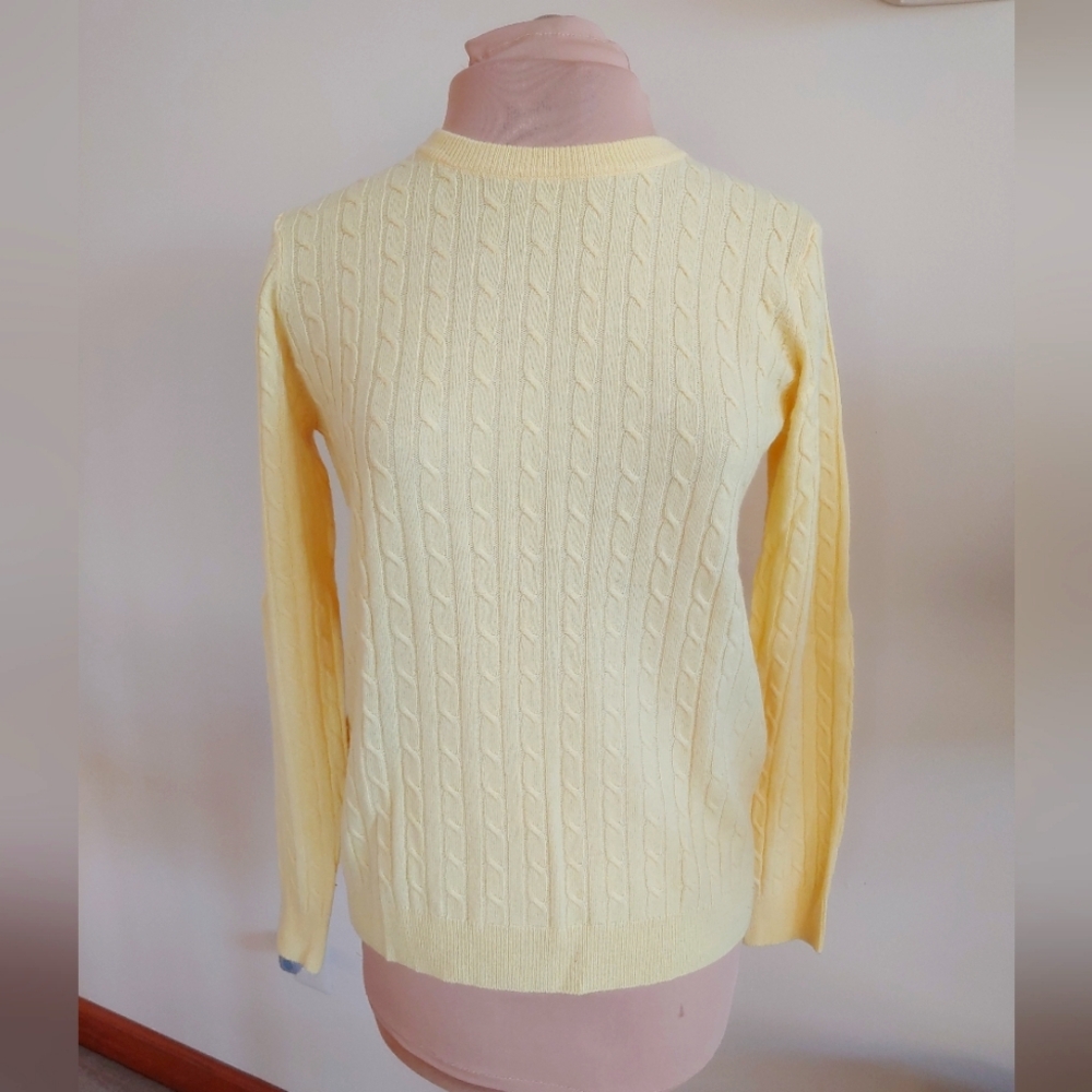 🌞Like New Merino/Cashmere Cable Woolovers Knit Yellow Sweater M